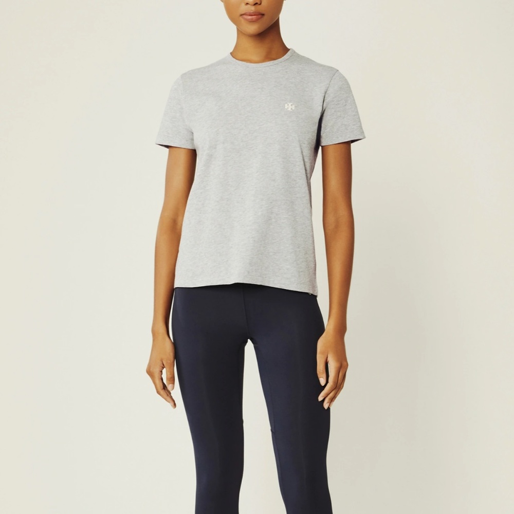 Tory Burch Sport Cotton Jersey Grey Logo T shirt